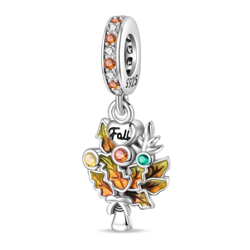 Медь Золотая Осенняя Серия Шармы Бусины Пугало Тыква Кленовый Лист Шармы Для Женщин Изысканные DIY Украшения