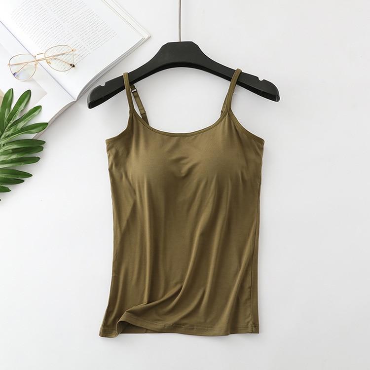 2025 New Modal Female Large Size No Steel Ring Integrated Five-finger Chest Pad Camisole Bottoming Shirt Slim Multicolor