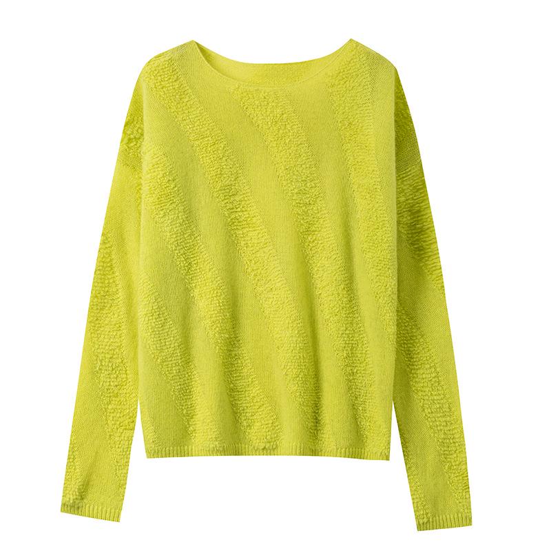 2026 Women’s Autumn/Winter One-Shoulder Striped Cashmere Sweater - Loose Fit Wool Knit Base Layer