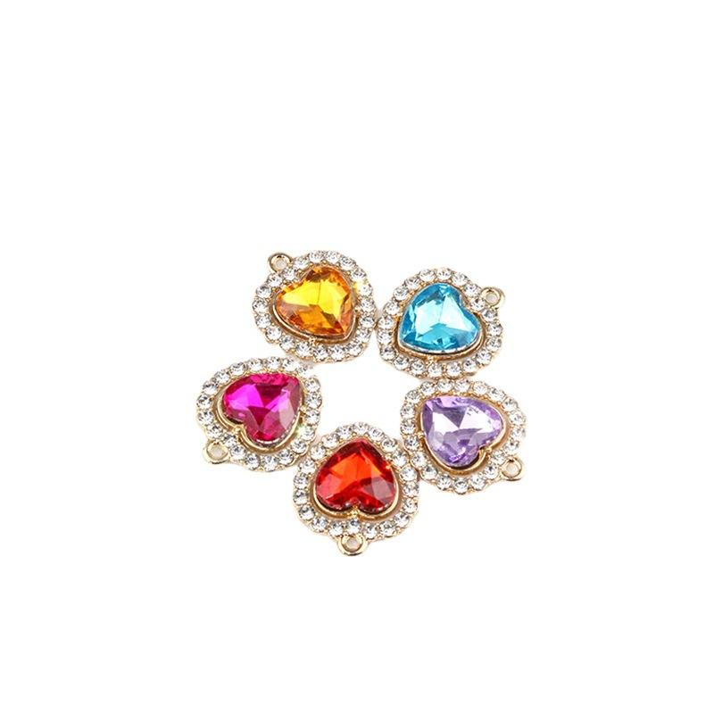 Сплав, инкрустированный бриллиантами, с подвеской в виде висячего сердца, красочные прозрачные аксессуары для ожерелья и браслета, кулон в виде персикового сердца, символ любви.