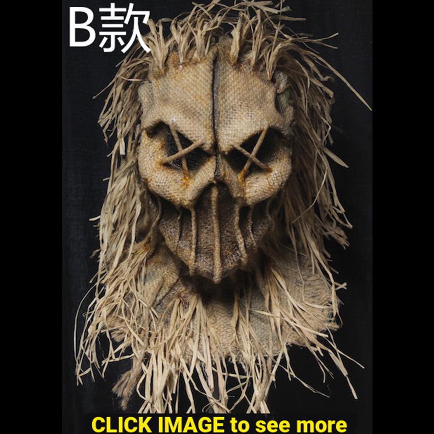 New Scary Scarecrow Halloween Mask Latex Premium Scarecrow Headgear Sack Ghost Head