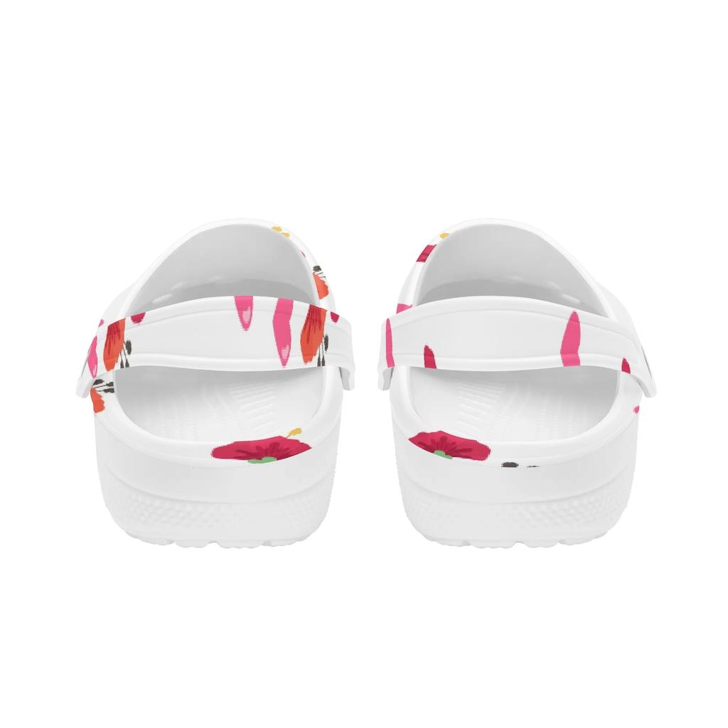 White Printed EVA Clogs for Women Men Flexible Lightweight Slip On Casual Shoes Soft Sole Summer Sandals Daily Comfort Wear