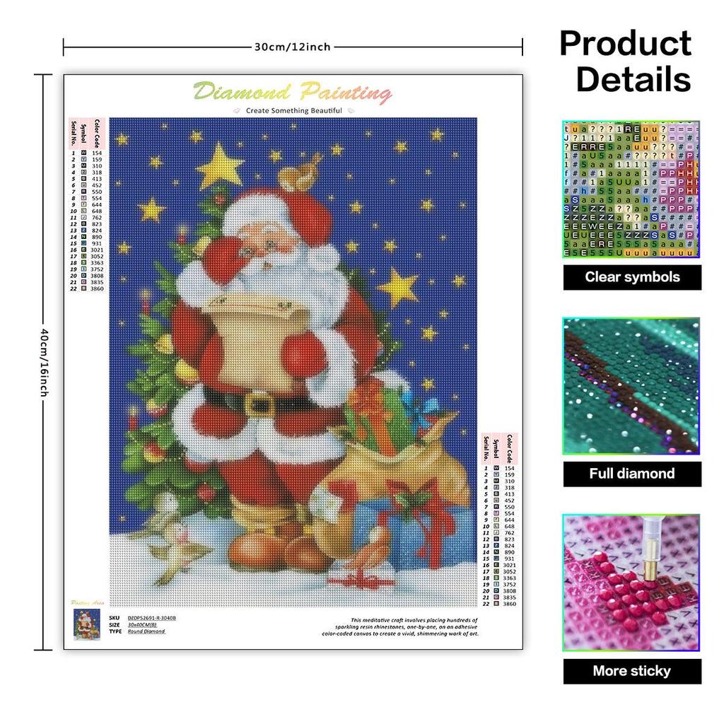 5D DIY Алмазная картина Санта-Клаус Мозаика Алмазная вышивка Рождественская звезда Украшение дома Искусство 30x40 см/12x16 дюймов