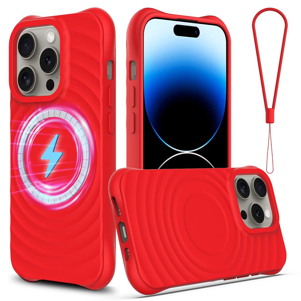 For iPhone 14 Pro Case Water Ripple Texture Liquid Silicone Slim Phone Shell Compatible with MagSafe
