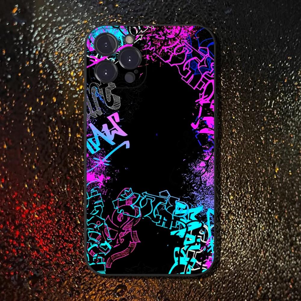 Чехол для телефона с граффити для iPhone 16,15,14,13,12,11 Plus,Pro Max,XS,X,XR,SE,Mini,8,7, Мягкий силиконовый черный чехол