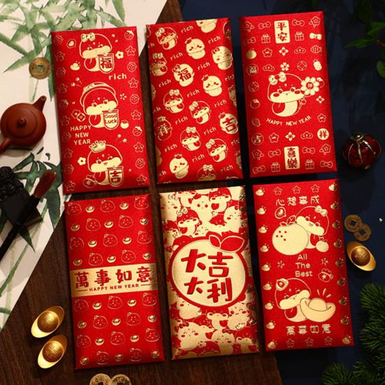 6 шт. Красных конвертов, китайский праздник весны, красный карманный конверт 2025 года Змеи, счастливые денежные конверты для лунного Нового года