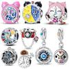 Copper Poker Alarm Clock Charms Colored Zircon Camera Beads Pendant Fit Brand Bracelet Diy Birthday Jewelry Gift