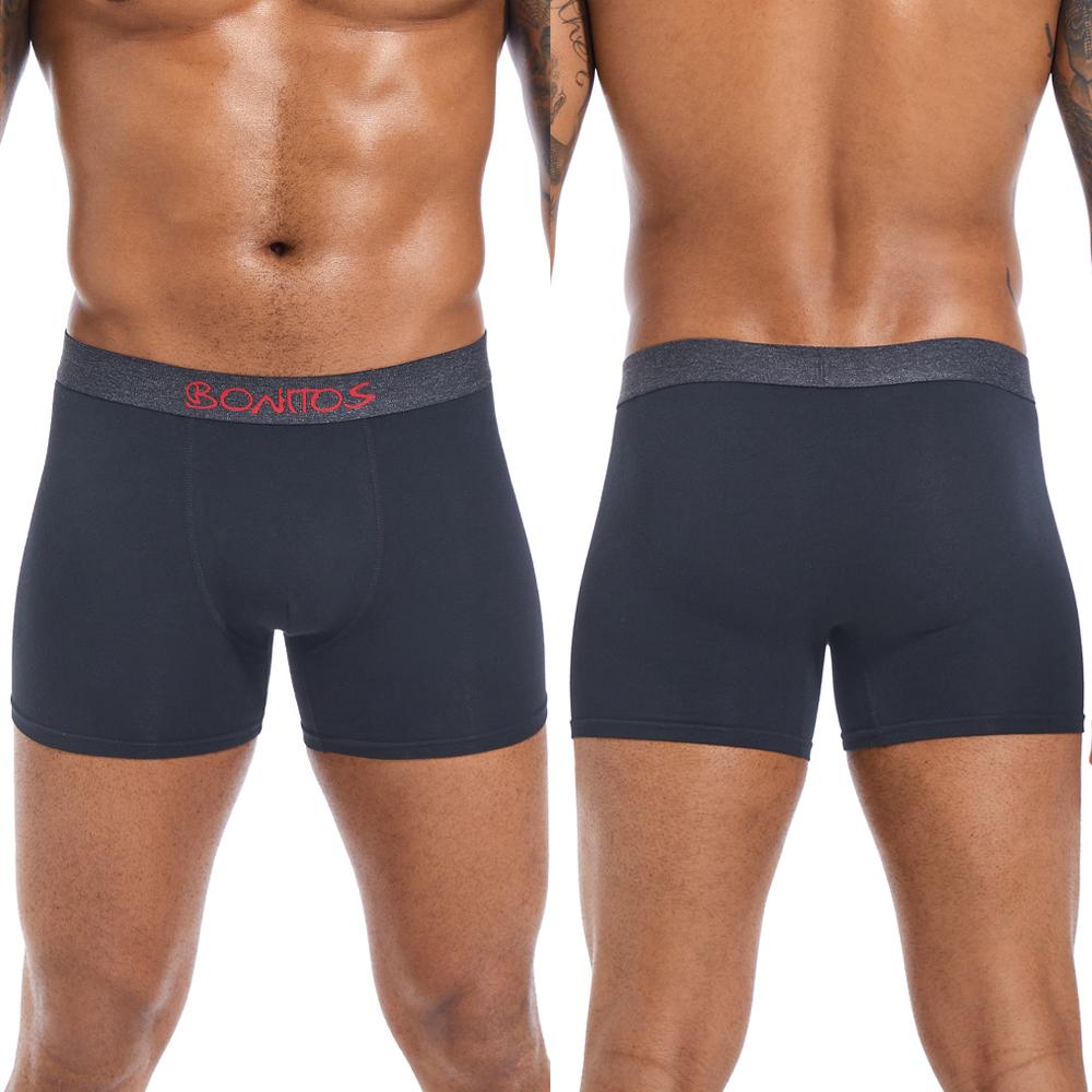 BONITOS 4 шт. боксеры, однотонные сексуальные мужские трусы, хлопковые мужские трусы