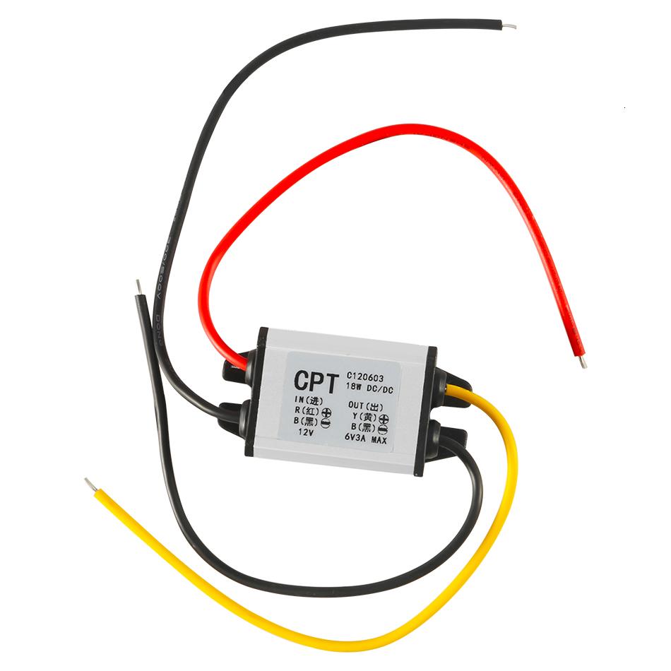Преобразователь 12 В в 6 В, автомобильный понижающий преобразователь, регулятор напряжения 3A, 18 Вт, водонепроницаемый высокоэффективный понижающий модуль напряжения, источник питания