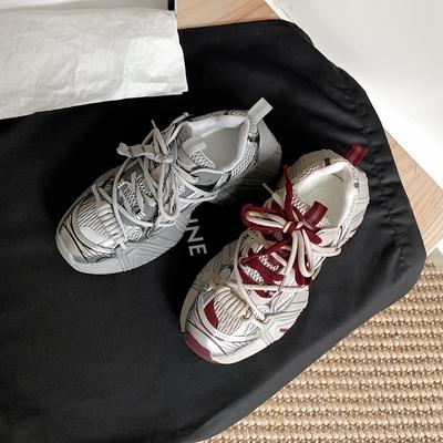 Виноградная материнская платформа, увеличивающая рост, спортивная обувь, женская модная пара шнурков, круглый носок, сетчатая дышащая вставка, универсальная обувь для папы