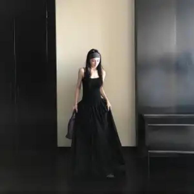 Женское длинное платье без рукавов с квадратным вырезом, сборками на талии, А-силуэта, струящееся