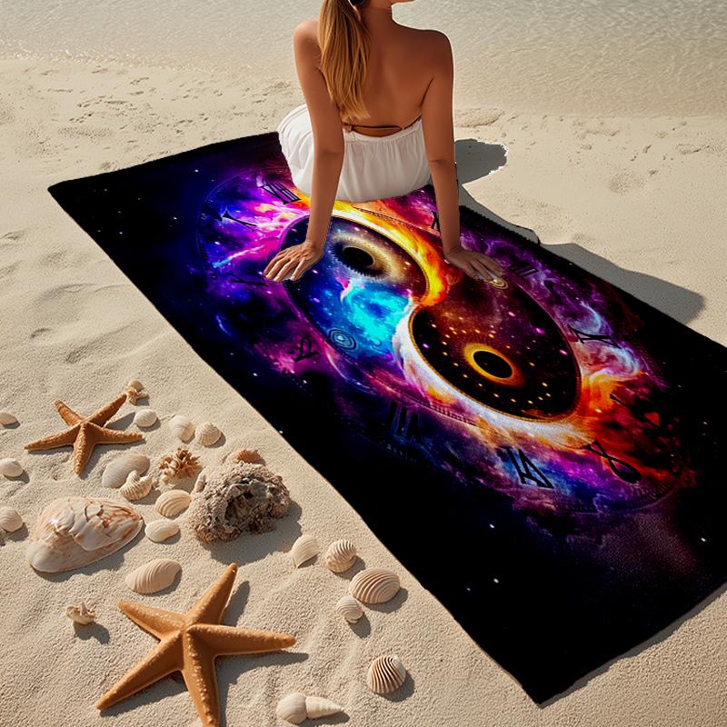Cosmic Yin Yang Clock Beach Towel, Super Soft Microfiber, Gift for Her/Him, Birthday, for Pool, Beach, Travel, Home Decor Fan gifts