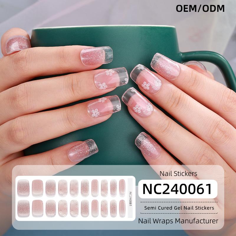 High Quality Factory Price New Design pink Strawberry Contrary France Custom Semi Cured UV Non-Toxic Gel Nail Polish Stickers