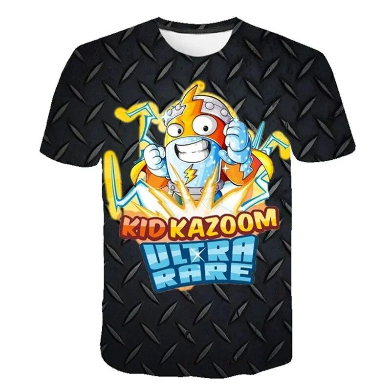Футболка Super Zings, летняя детская футболка с принтом мультфильмов для мальчиков и девочек, модная повседневная верхняя одежда для старых детей