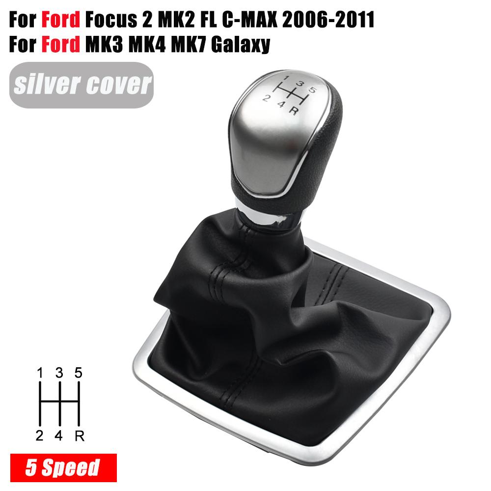 Gear Shifter Knob Lever Manual 5 6 Speed Galaxy PU Leather Dustproof Cover For Ford Focus 2 Mondeo MK2 FL C-MAX MK3 MK4 MK7