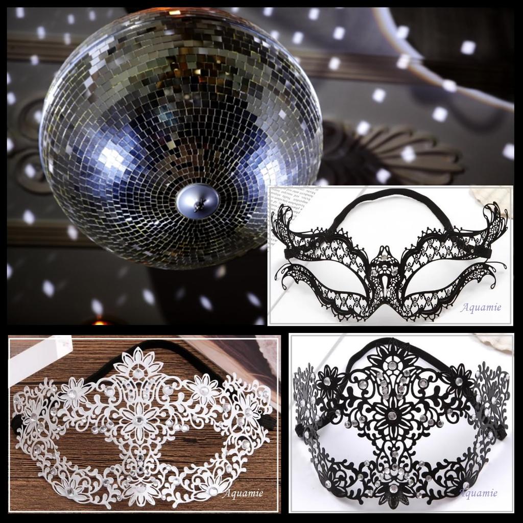 Aquamie Sexy Venetian Iron Eye Stylish Mask for Adults Mask, Mask, Half-Length (Black Heart)