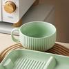 Yousheng Ceramic Milk Cup with Handle Safe Bouillon Cup Cream Aesthetic Breakfast Bowls Microwave & Oven Safe Tableware for Home Outdoor Restaurant