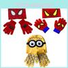 Stylish Children's Spiderman Minions Knitted Hat And Gloves Winter Warm Suit
