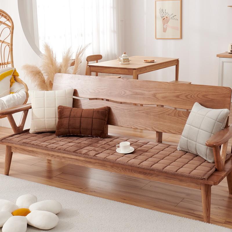 Новая подушка для дивана на все времена года, нескользящий плюшевый утолщенный чехол для офисного дивана из цельного дерева