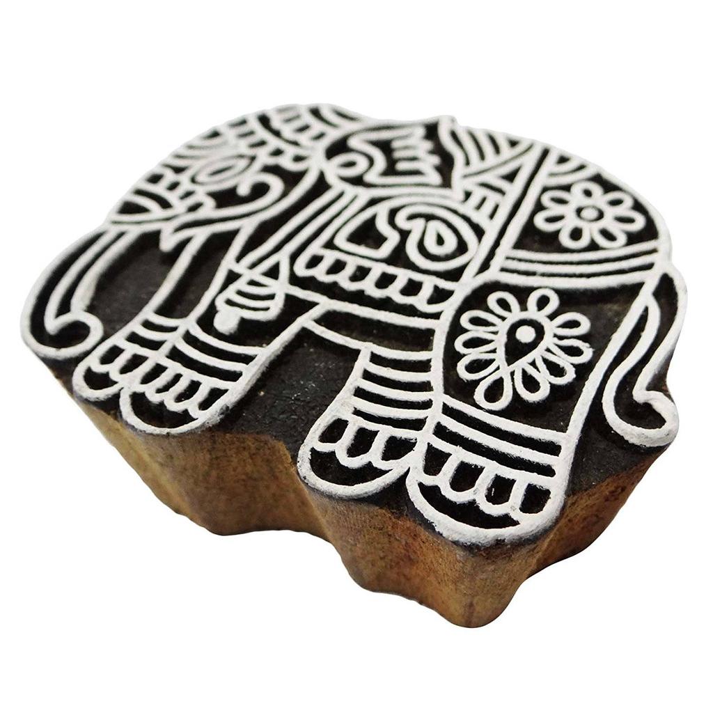 Деревянные блоки ручной работы с изображением слона Текстильная печать на краевой марке ткани