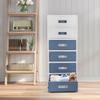 6 Drawer Chest Storage Cabinets Office Drawer Plastic Stacking 6-Drawer Storage Organizer for Office Home White & Blue