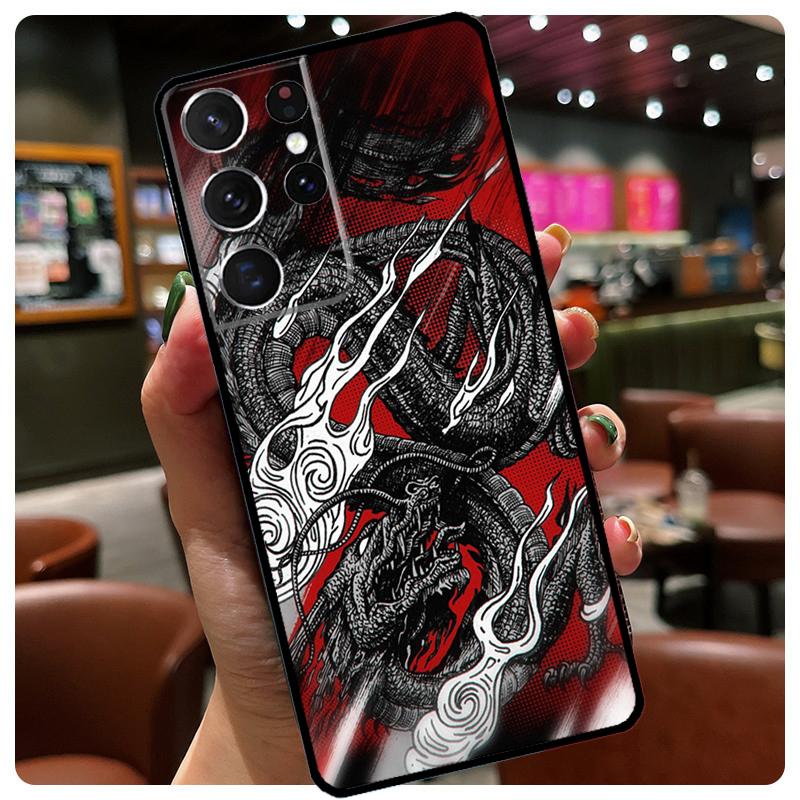 Японская Волна Аниме Дракон Чехол для Телефона Для Samsung Galaxy S24 Ultra S20 S21 S22 S23 S25 Ultra S9 S10 Plus S25 FE Обложка