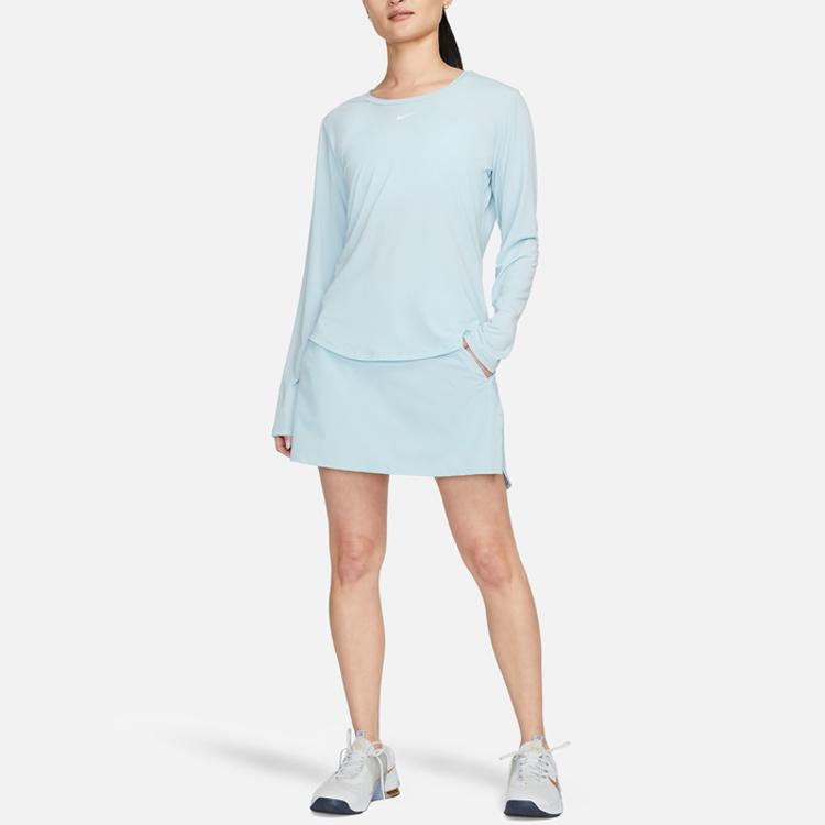 Nike Юбка-шорты для тренировок с логотипом и средней посадкой, женские плавки, цвет «голубой океан» DV9456-442
