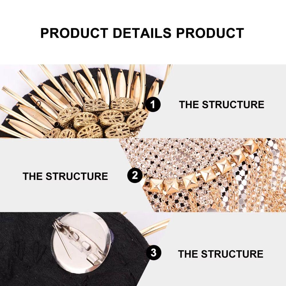 Брошь-булавка Наплечник Крутая куртка Винтажная брошь Кисточка Цепочка Эполет Костюм