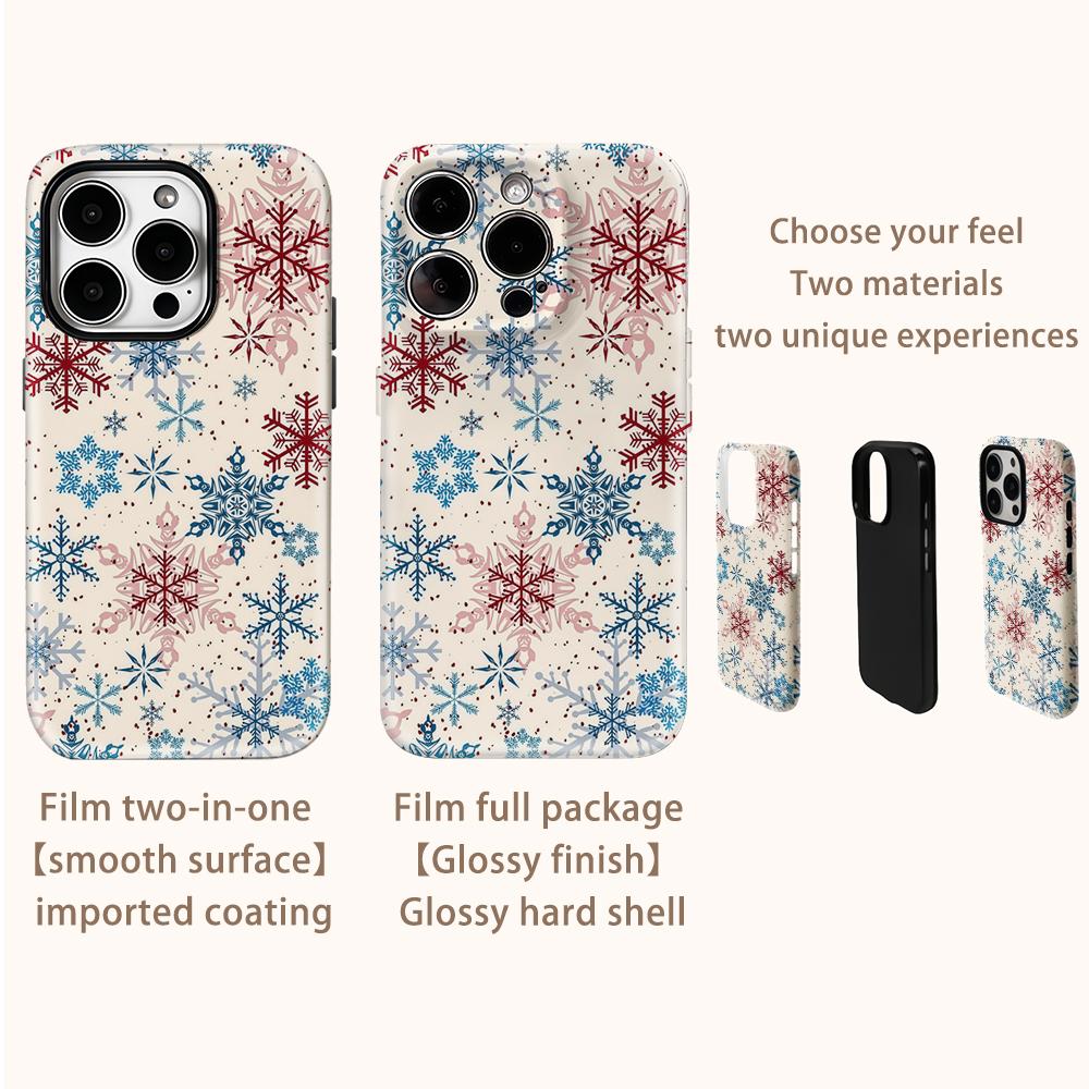 Christmas Snowflake Fantasy Phone Case for IPhone 16 15 14 13 12 11 X XS XR XSMAX 7 8 Pro Max Plus Double-layer Back Cover