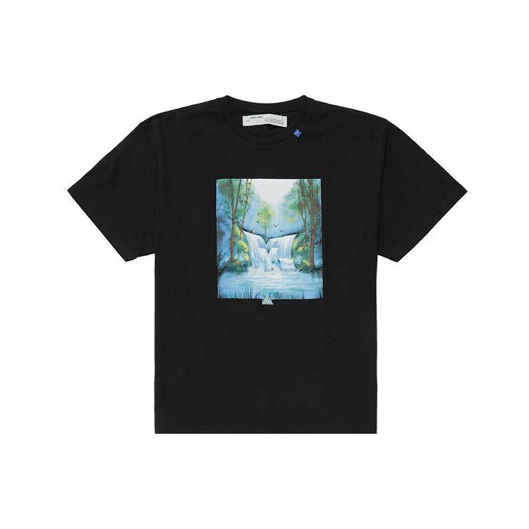 Off-White Waterfall Short Sleeve Over Tee Black / Multicolor Men Tops OMAA038E191850151088