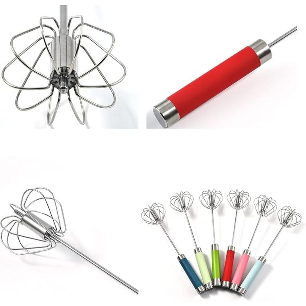 Ручной роторный блендер с венчиком, полуавтоматический венчик для яиц из нержавеющей стали - 30 см