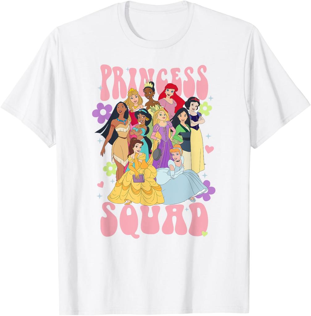 Модная повседневная футболка с принтом Диснеевских принцесс 'Epic Princess Squad', 'Girl Power', цветочным узором. Размеры S-4XL. Для всех сезонов.