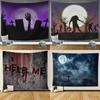 Zombie Tapestry Behind Wooden Doors Halloween  Fear Wall Hanging Bedroom Living Room Dormitory Home Decor