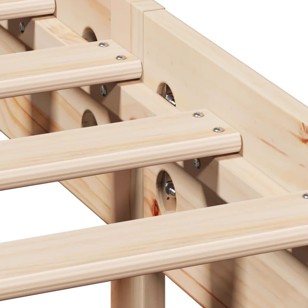 Solid Wood Bed with Shelf Without Mattress 135x190 cm Pine