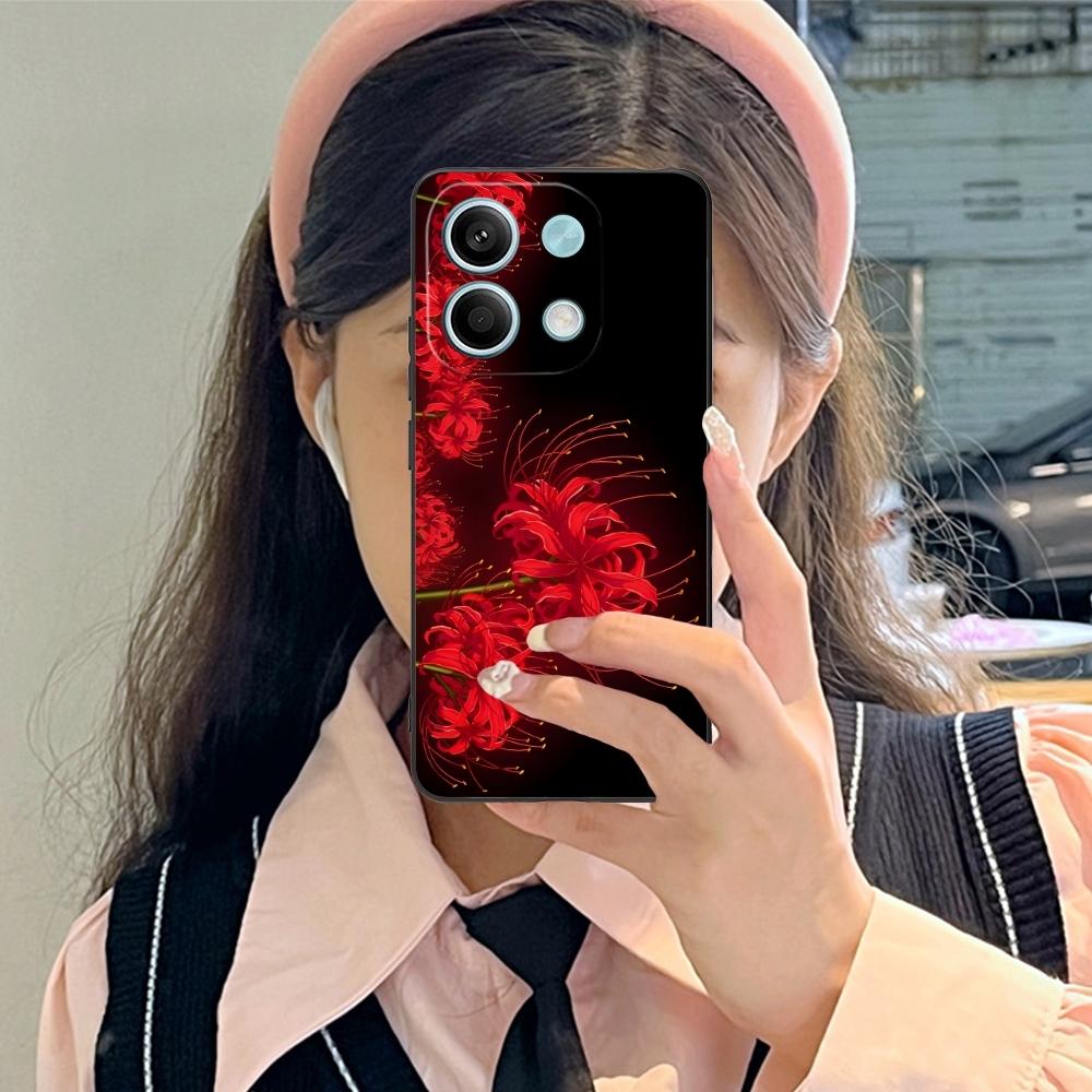 Крутой красный лилейник-паук Чехол-бампер для мобильного телефона Xiaomi Redmi Note 13 12 11 10 9 8 7 6 S A Pro Lite Plus 5G Черный