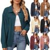 Женская мода однотонный кардиган с карманом на пуговицах и лацканами, топы, куртка