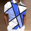 Men's Shirt Polo Casual Zip Short Sleeve Fashion Casual Zipper Summer Spring Regular Fit 3D Geometric Figure Print Shirt