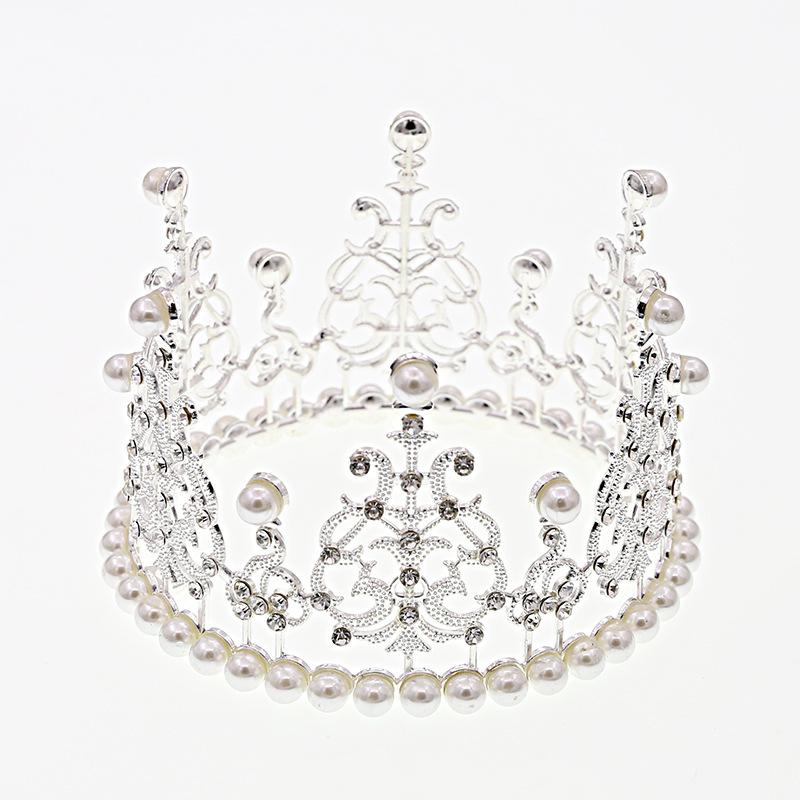 Тиара дети день рождения ребенок полный круг корона невеста ювелирные изделия свадьба изюминка жемчуг торт выпечка