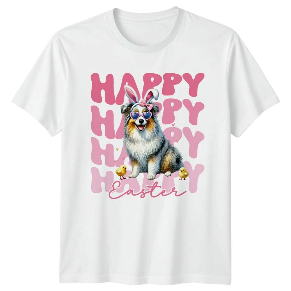 Happy Easter Unisexs TShirt Australian Shepherd Dog Lover Easter Gift For Her
