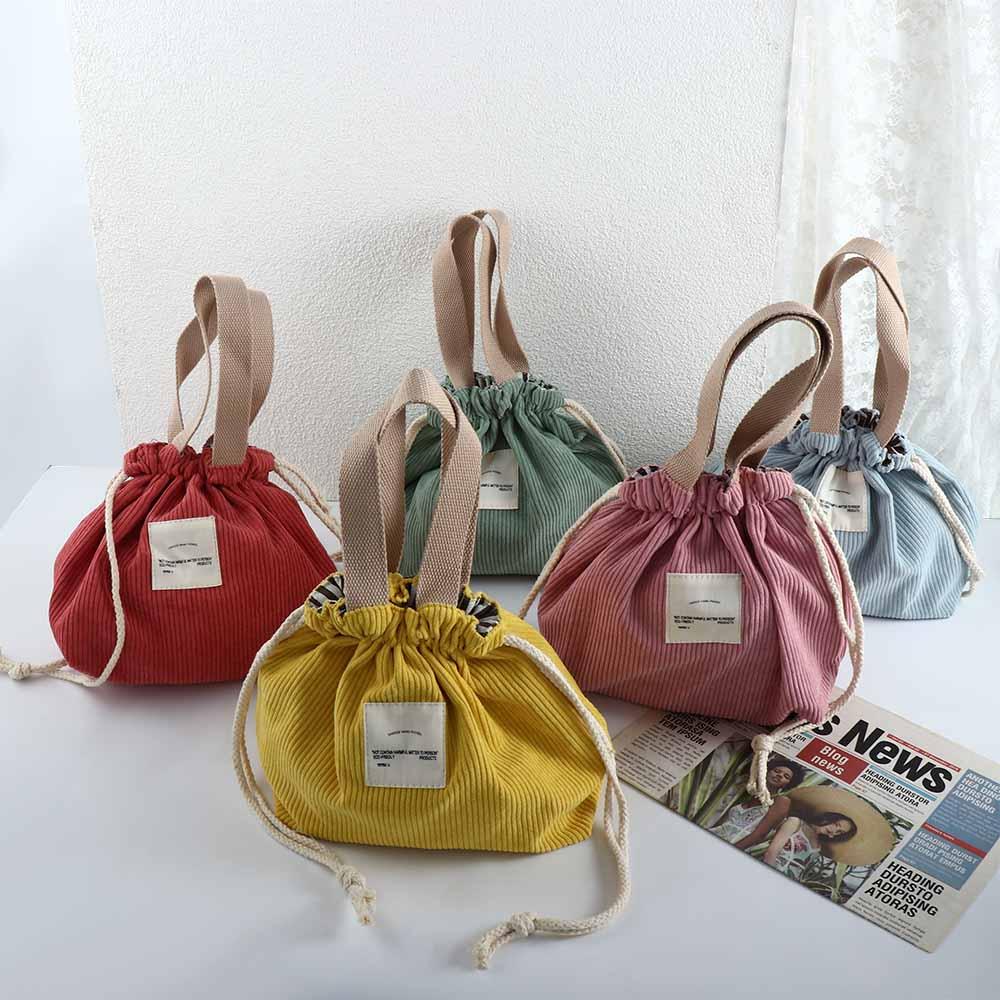 Food Storage Bags Dinner Container Canvas Small Handbag Lunch Box Drawstring Picnic Tote Lunch Bag