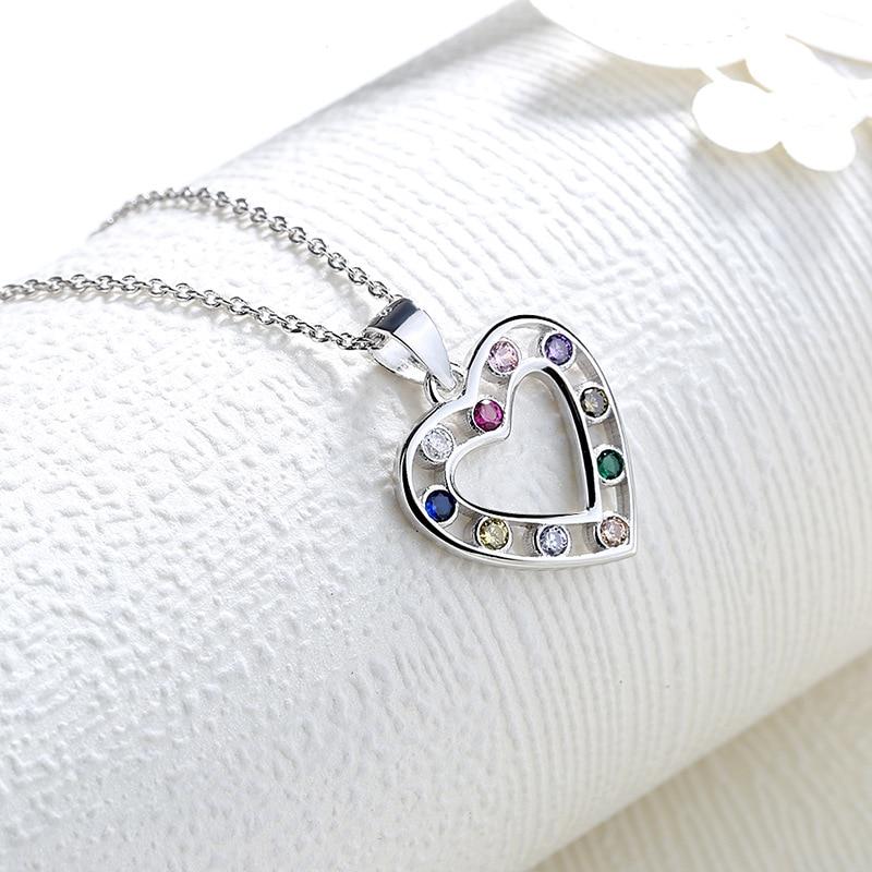 Chic Fashionable Sterling Color Love Shaped Female Pendant Pendant Necklace Crystalline Sterling Tone Color Diamond NecklaceFashion
