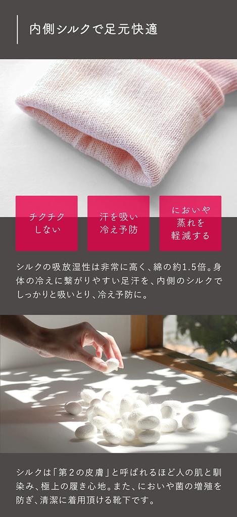 [Kinuyo] 100% Silk Lining Double-Knit Socks, Extra Warm Silk, Women's Size 22.5cm-24.5cm, Navy Blue