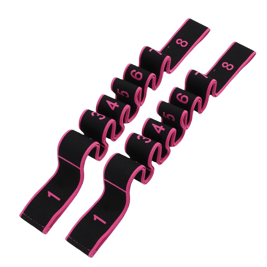 2PCS Stretching Strap with Loops 8 Segment Fitness Stretch Band for Stretching Equipment Exercise Flexibility Pink