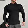Men Long Sleeve Zip-up Neck Fitted Casual Undershirts Tops T-shirts
