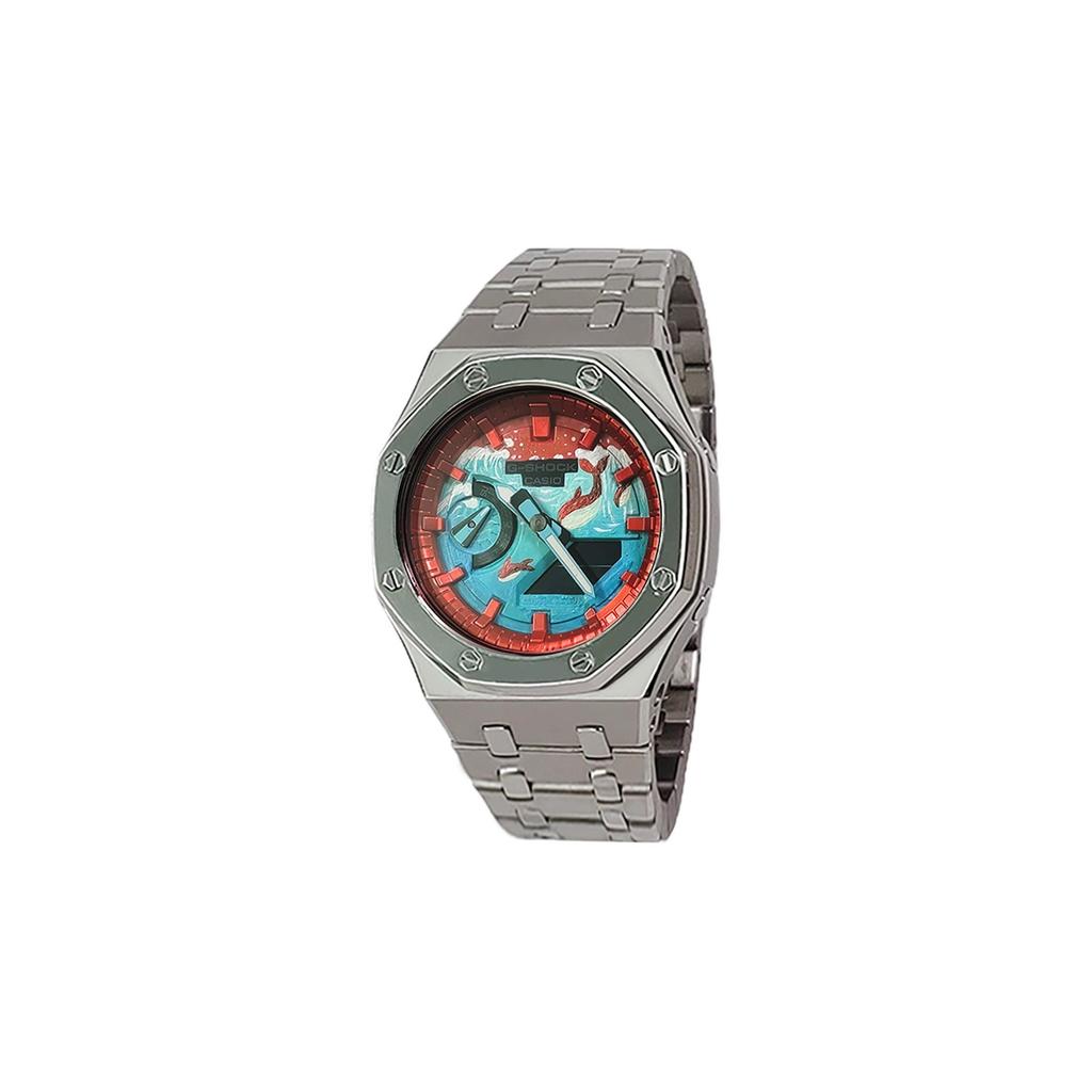 Casio Специальная коллекция GA2100 Кварцевый механизм Ремешок из нержавеющей стали Часы Мужские Часы GA-2100-1A1(Watch3--·)