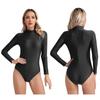 Womens Dance Practice Bodysuit Mock Neck Long Sleeve Solid Color Zipper Back Stretchy Leotard Gymnastics Wear
