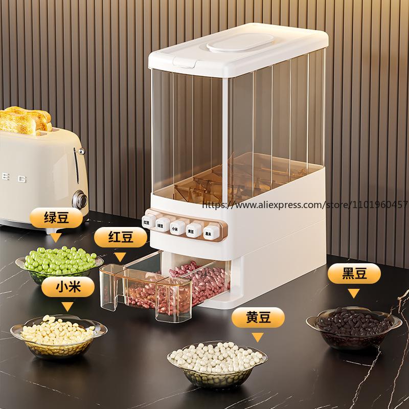 Контейнеры для хранения зерна пищевого качества, Защищенные от насекомых, Влагонепроницаемые, Герметичные коробки, Домашнее ведро для риса с разделителями для зерна, круп
