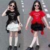 Girls Summer Short Sleeve Ruffle Dress Set with Bow Tie Trendy and Versatile