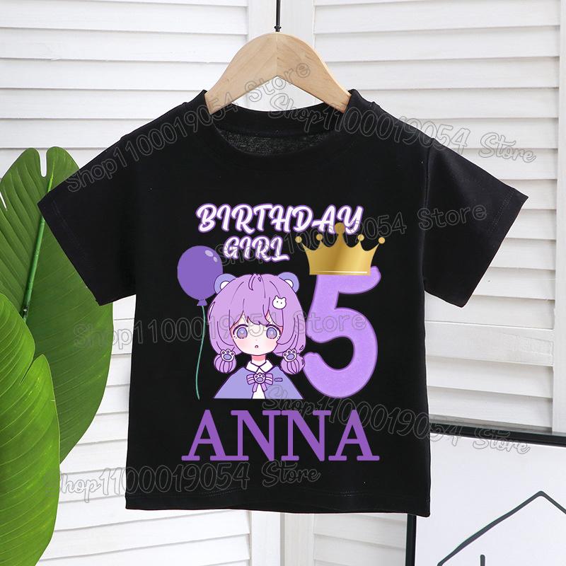 Custom Kids Birthday Number T Shirt Your Name Design Image Girl Party Clothes Short Sleeve Tees Personalized Tops Child Gift