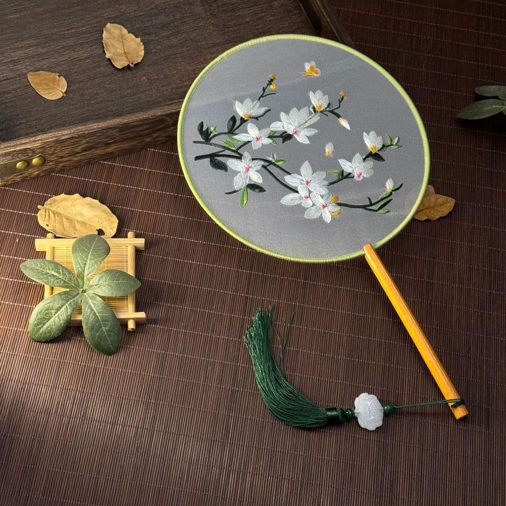 Ручной вышитый веер с подвеской Шелковый веер Пион Веер в китайском стиле Реквизит для фотосъемки